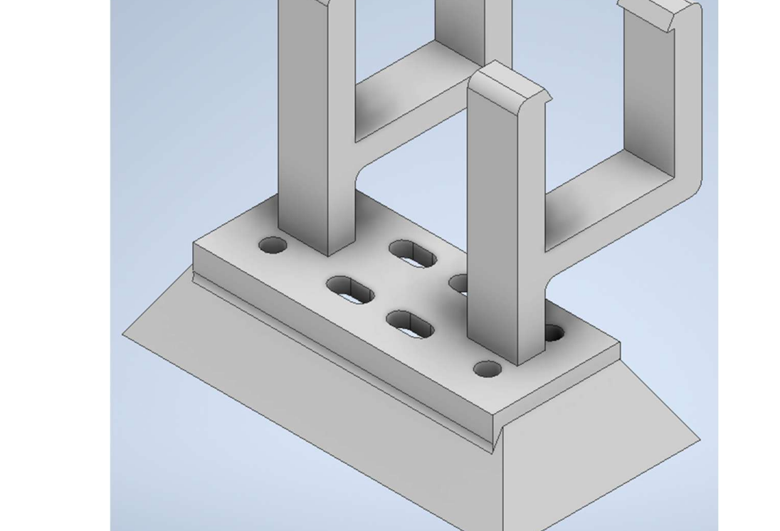 CAD render of the sensor mounting bracket for the automated garbage collection robot