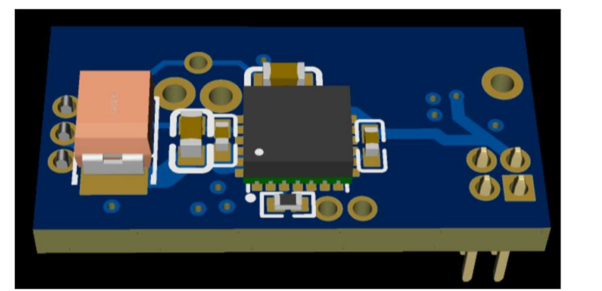 Bottom render of the main motor-control PCB for the ultra-flat micro servo actuator