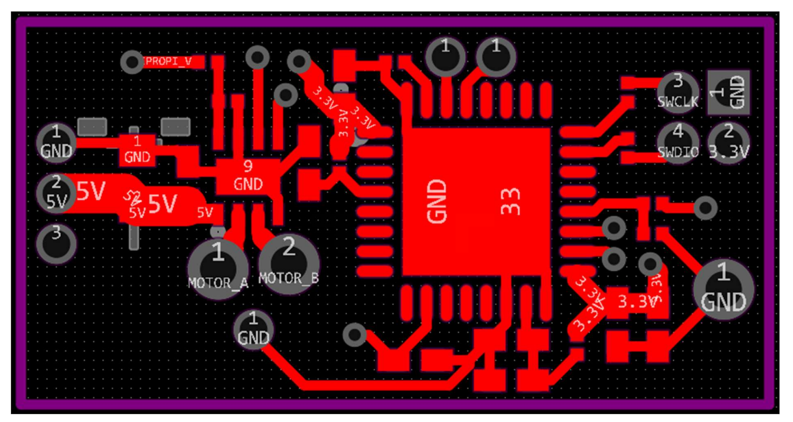Main PCB top-layer routing layout for the ultra-flat micro servo actuator