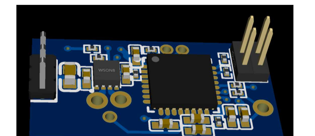 Top render of the main motor-control PCB for the ultra-flat micro servo actuator