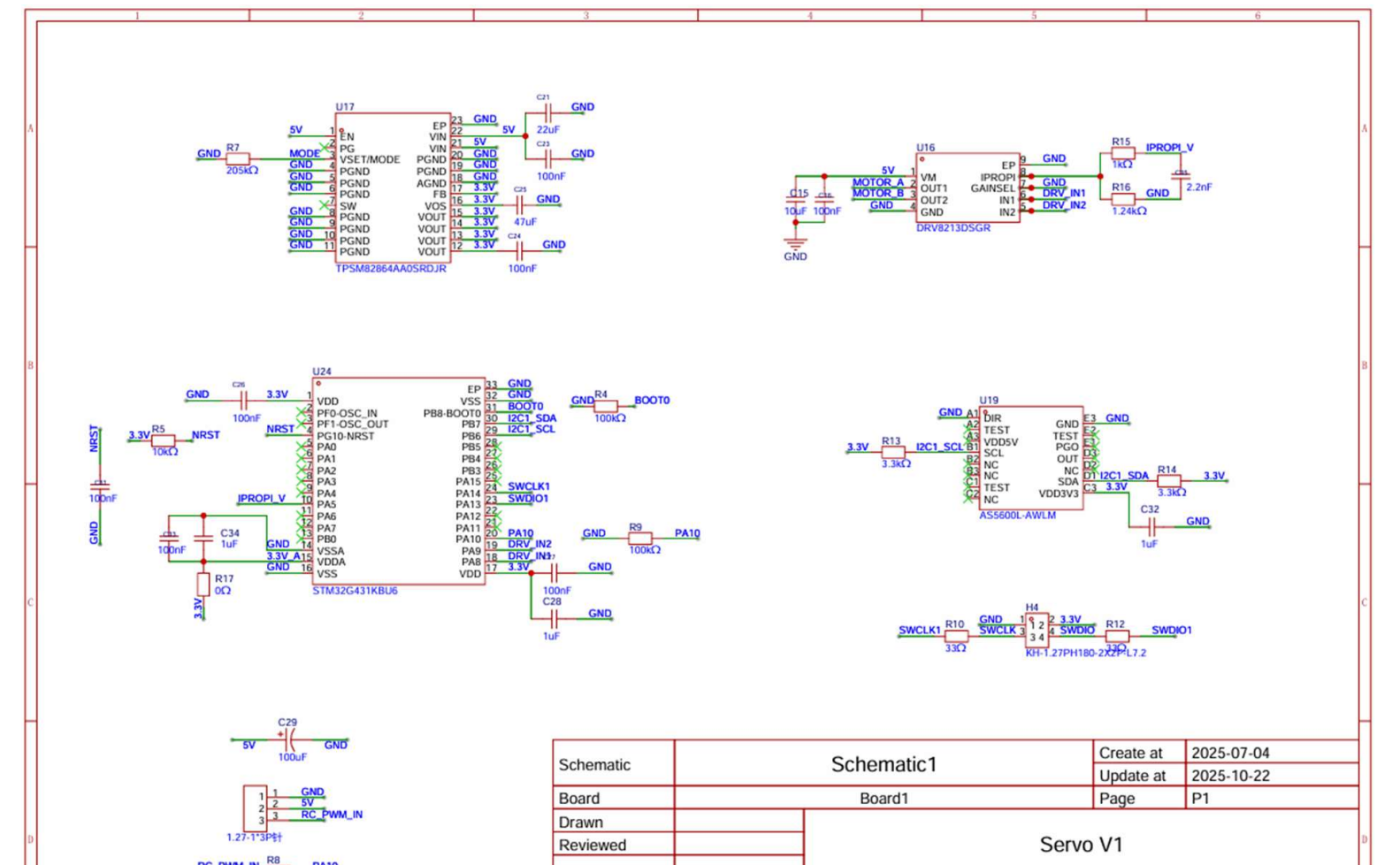 Full EasyEDA schematic for the ultra-flat micro servo electronics