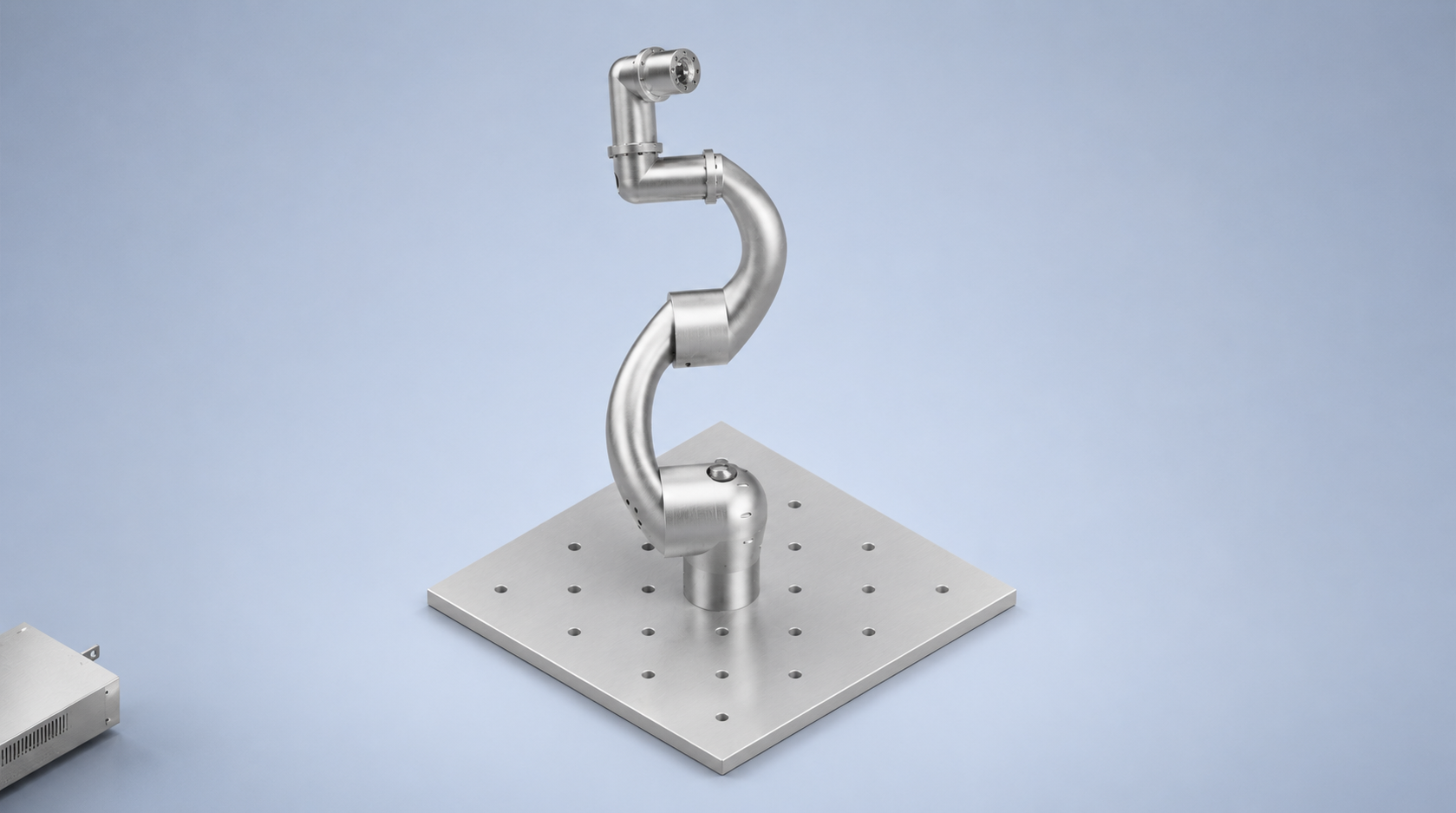 CAD render of Johan van Tonder's aluminium 6DOF robot arm design