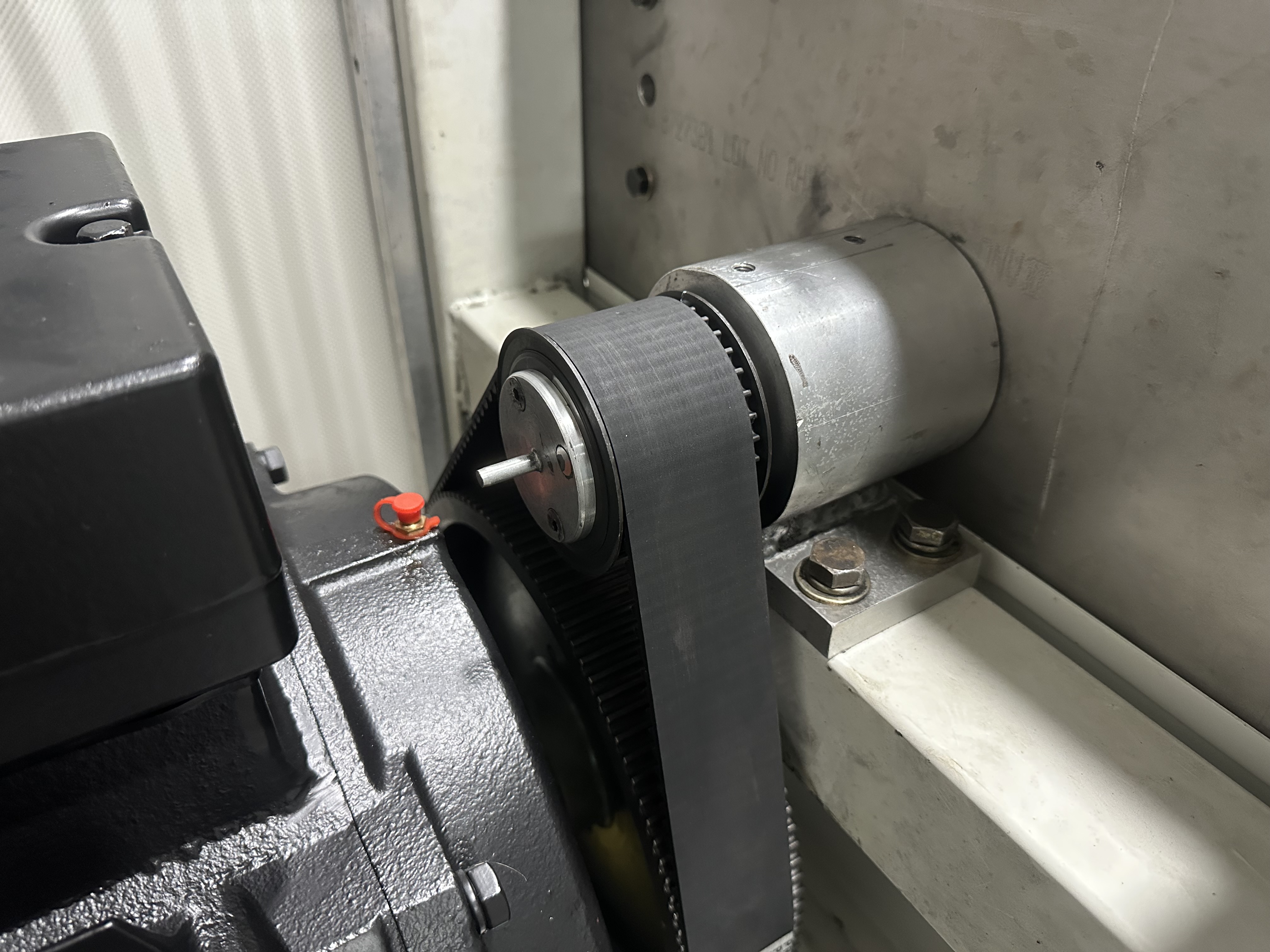 Real motor and shaft area of the Spintron test rig before the encoder mounting hardware is installed