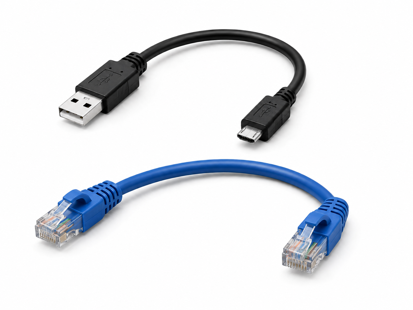 USB and Ethernet cables representing the physical communication options between the operator PC and the Nucleo controller